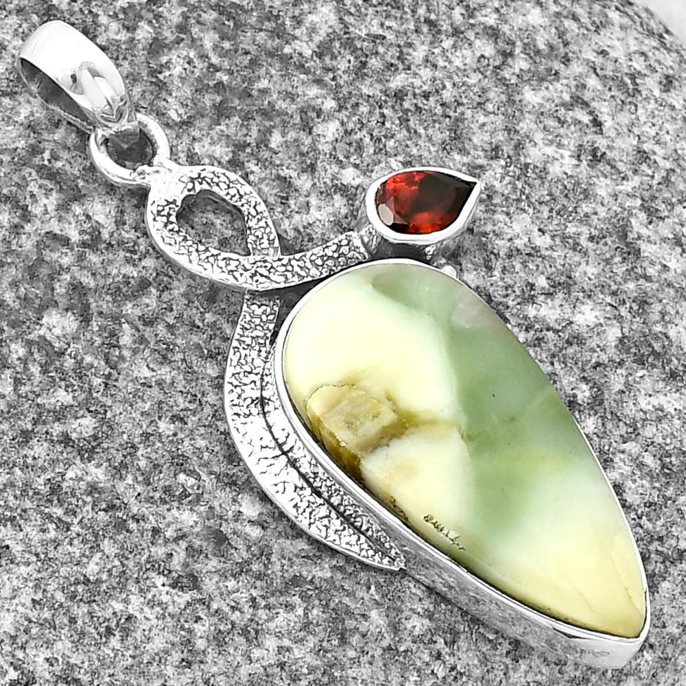 Natural Serpentine & Garnet Pendant P-1111 SDP137424