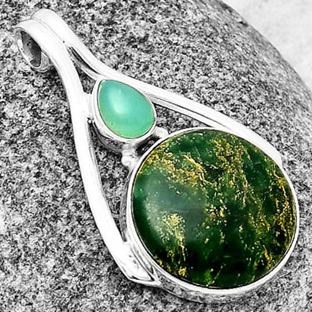 Natural Green Fuchsite & Chrysoprase Pendant P-1006 SDP137561