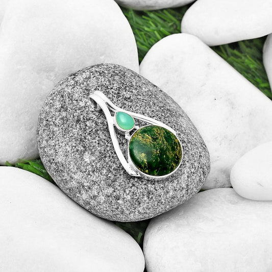 Natural Green Fuchsite & Chrysoprase Pendant P-1006 SDP137561