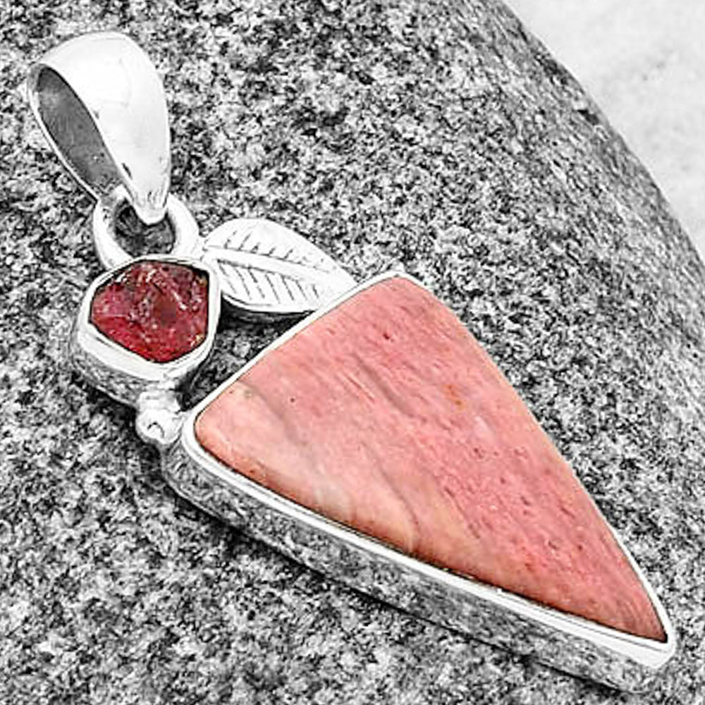 Pink Tulip Quartz & Pink Tourmaline Rough Pendant P-1652 SDP137588