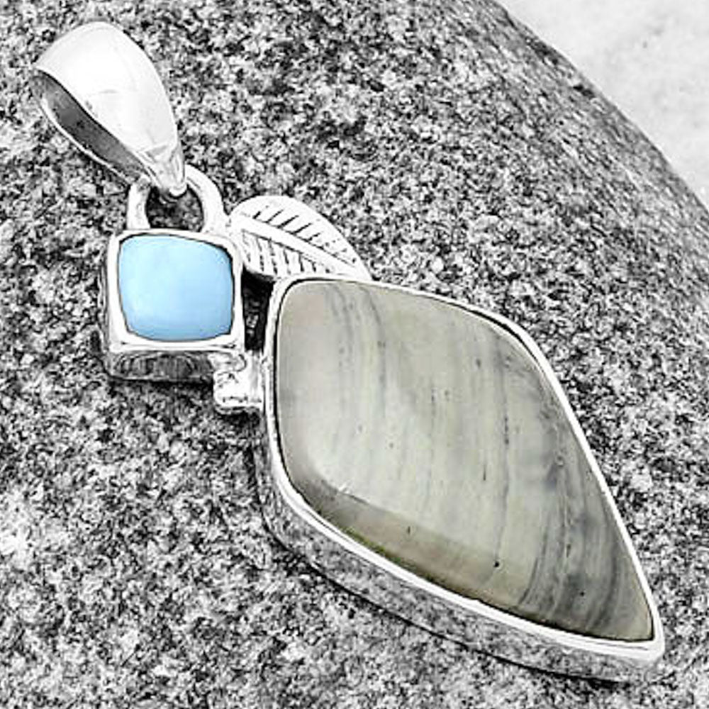 Natural Picasso Jasper & Owyhee Opal Pendant P-1652 SDP137609