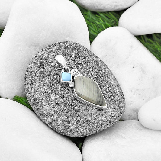 Natural Picasso Jasper & Owyhee Opal Pendant P-1652 SDP137609