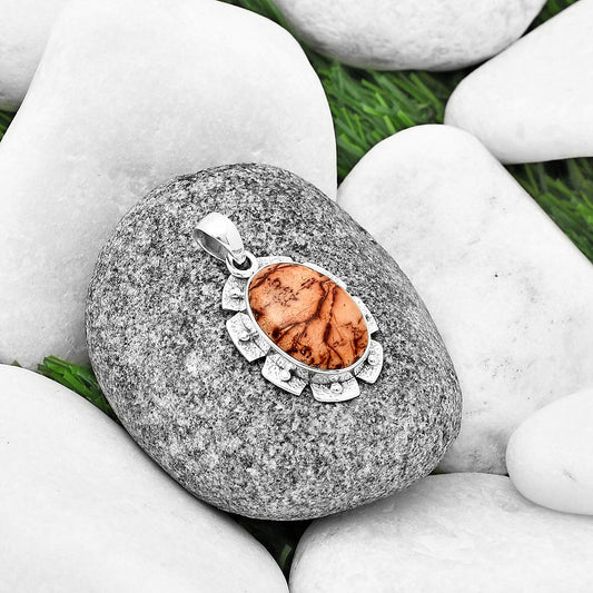 Natural Indian Paint Gemstone Pendant P-1485 SDP137644