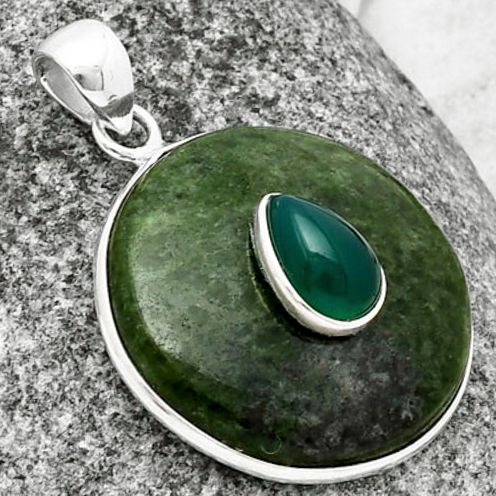 Natural Serpentine & Green Onyx Pendant P-1323 SDP137759