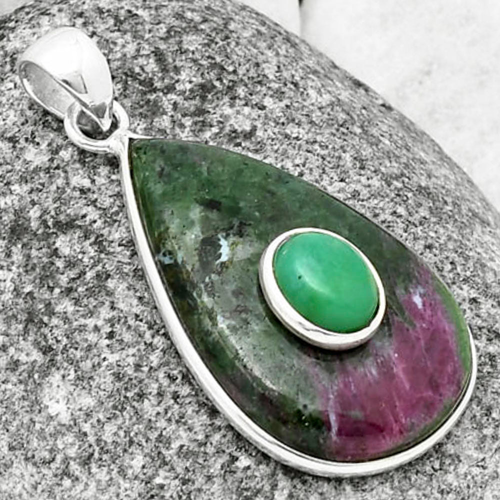 Ruby-Zoisite - Africa & Chrysoprase Pendant P-1323 SDP137760