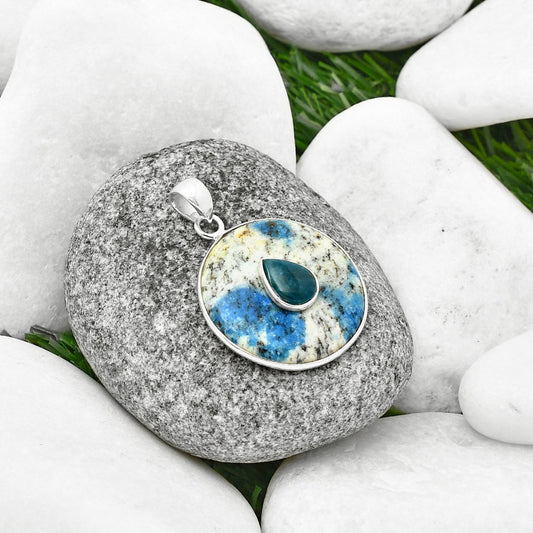 K2 Blue - Azurite In Quartz & Blue Apatite Pendant P-1323 SDP137794