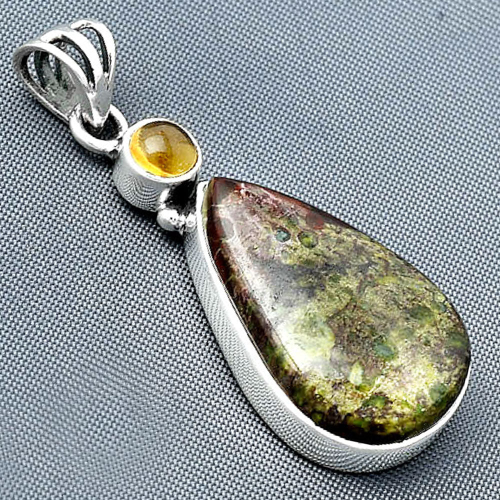 Natural Dragon Blood Stone & Citrine Pendant P-1077 SDP138147