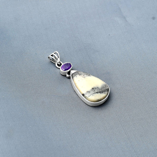 Natural Porcelain Jasper & Amethyst Pendant P-1077 SDP138151