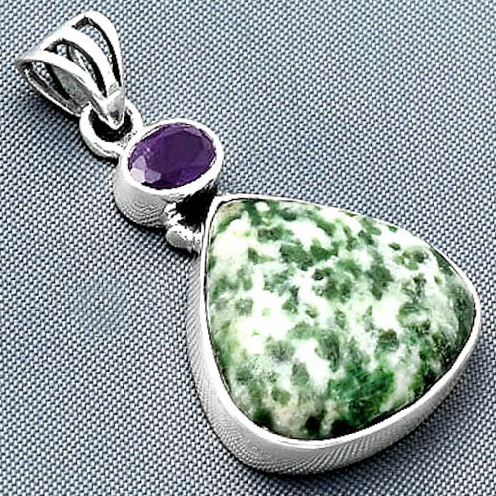 Natural Dioptase & Amethyst Pendant P-1077 SDP138154