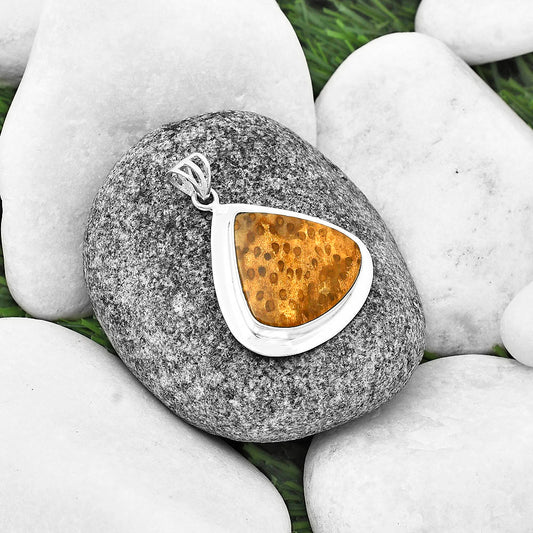 Natural Palm Root Fossil Agate Pendant P-1076 SDP138836