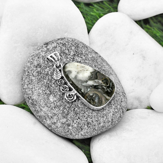 Floral - Mexican Cabbing Fossil Pendant P-1070 SDP138945