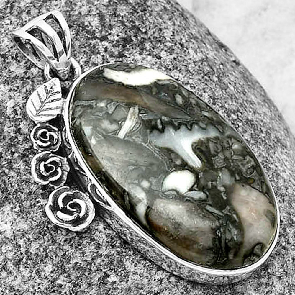 Floral - Mexican Cabbing Fossil Pendant P-1070 SDP138953