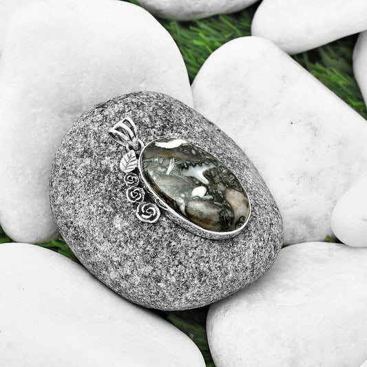 Floral - Mexican Cabbing Fossil Pendant P-1070 SDP138953
