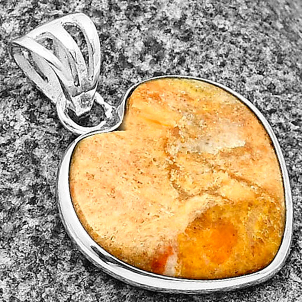 Heart Natural Coral Jasper Pendant P-1043 SDP139068