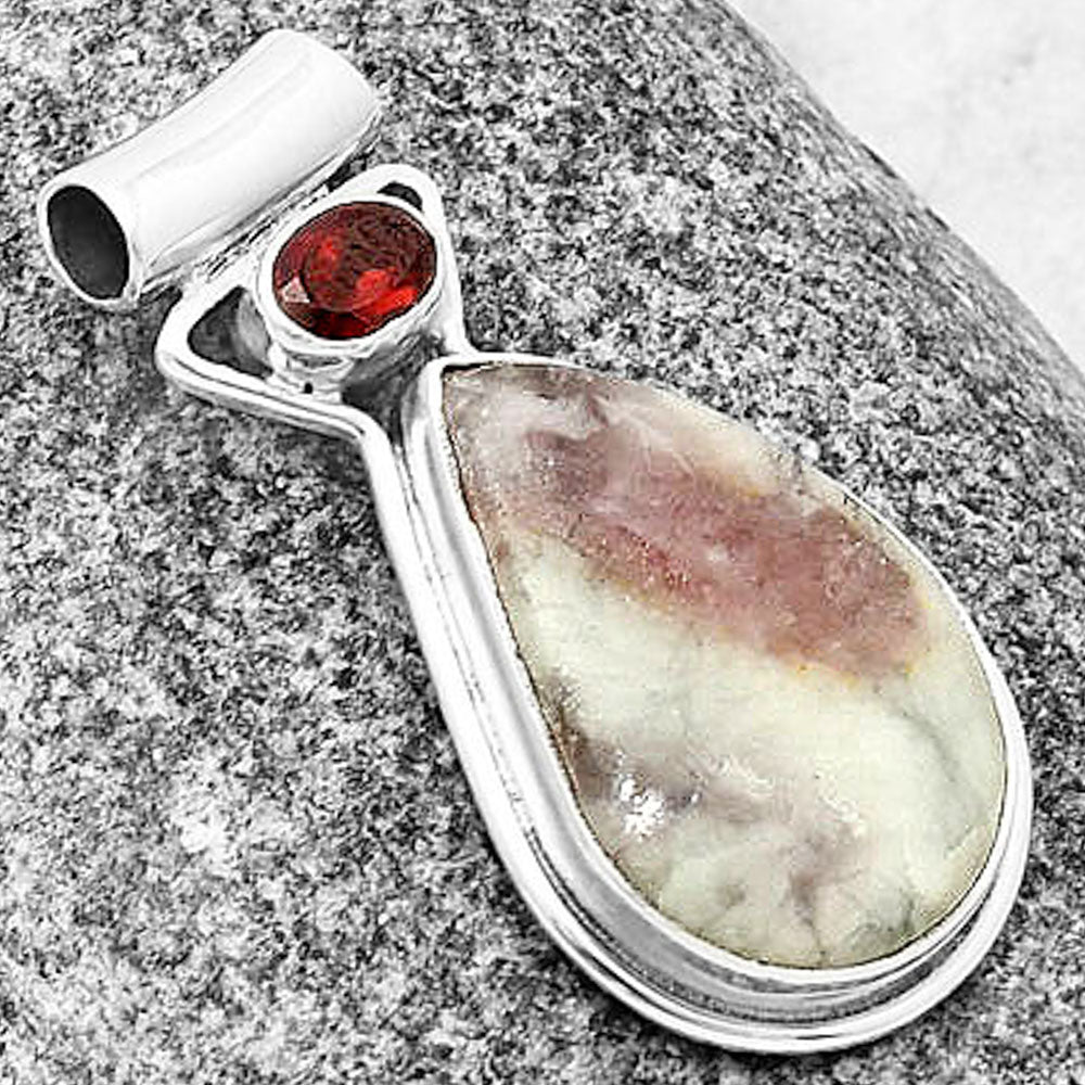 Pink Tourmaline in Quartz & Garnet Pendant P-1130 SDP139132