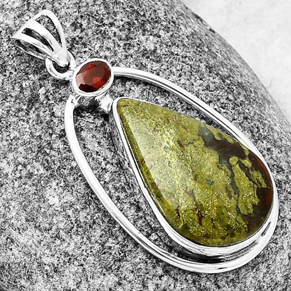Natural Dragon Blood Stone & Garnet Pendant P-1005 SDP139204