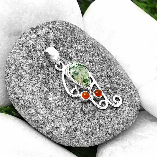 Natural Dioptase & Carnelian Pendant P-1039 SDP139276