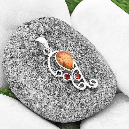 Indian Paint Gemstone & Garnet Pendant P-1039 SDP139278