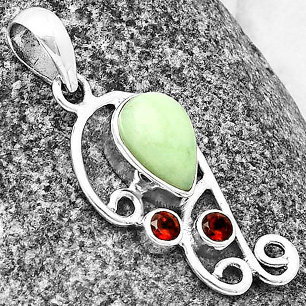 Natural Serpentine & Garnet Pendant P-1039 SDP139291