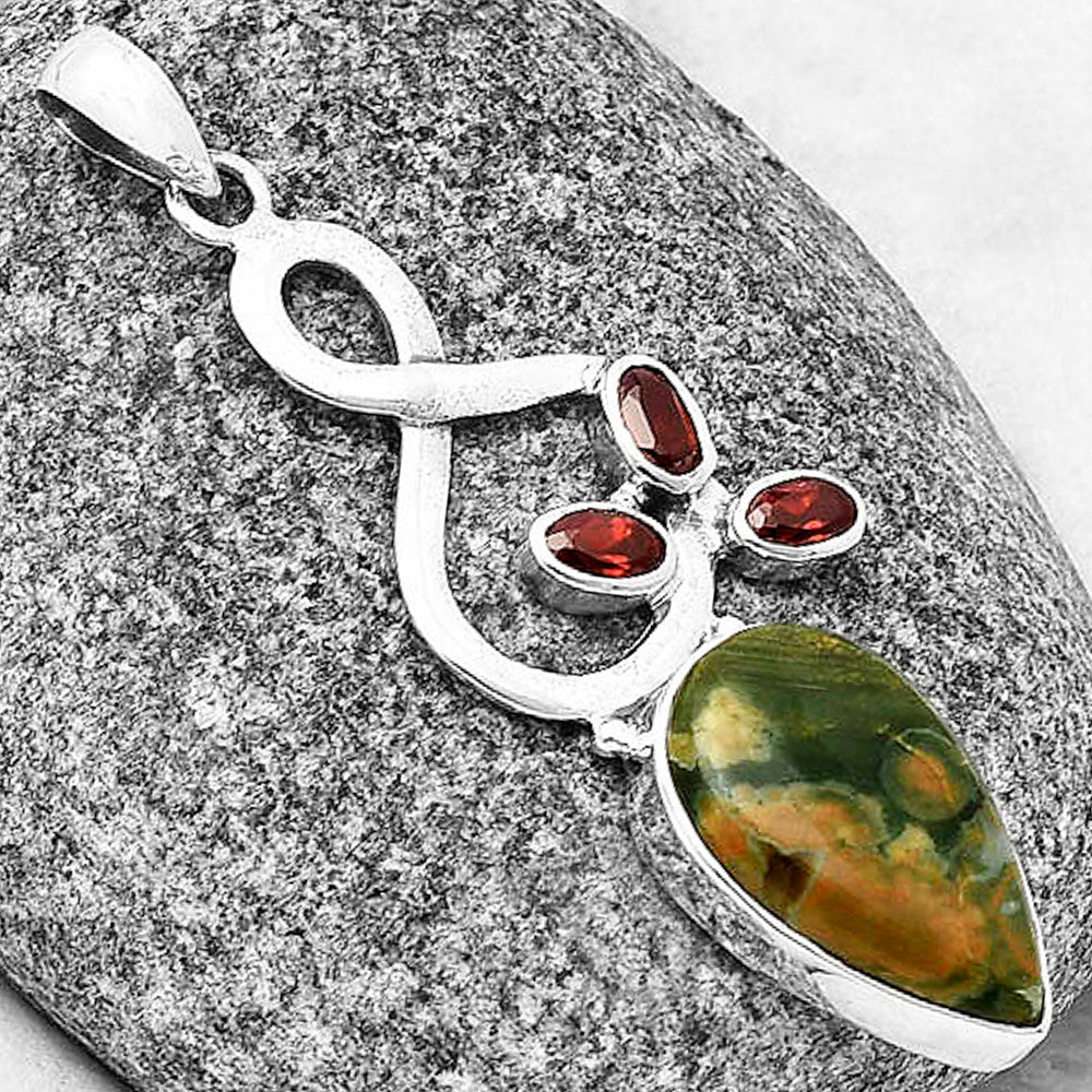 Ocean Jasper - Madagascar & Garnet Pendant P-1118 SDP139389