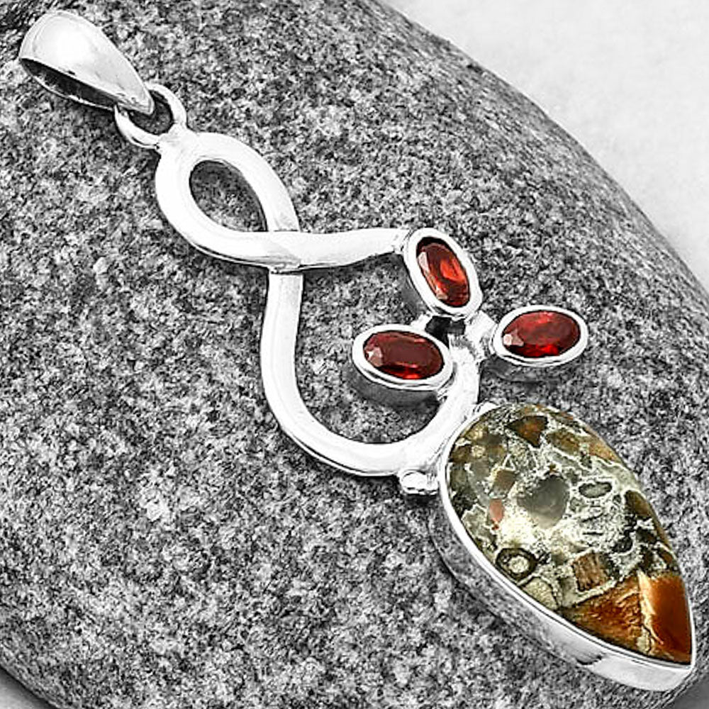 Natural Tabu Jasper & Garnet Pendant P-1118 SDP139393