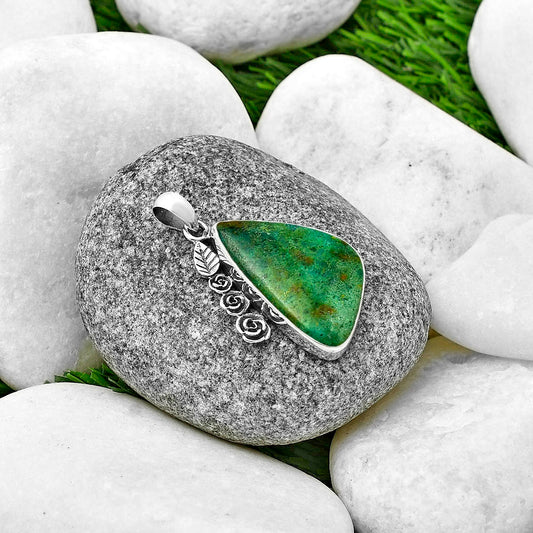 Floral - Natural Azurite Chrysocolla Pendant P-1070 SDP139477