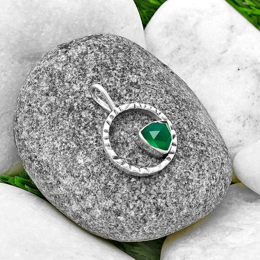 Natural Green Onyx Checker Pendant P-1067 SDP139564