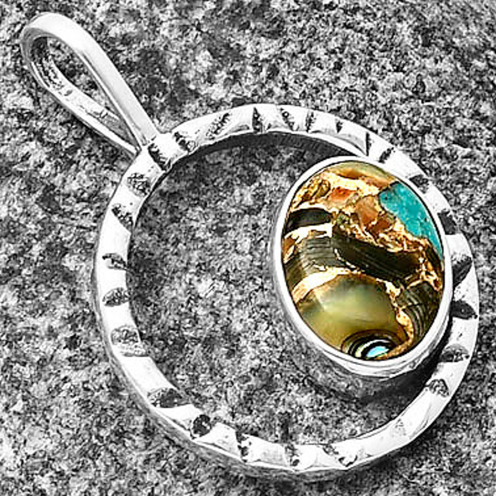 Natural Shell In Black Blue Turquoise Pendant P-1067 SDP139655