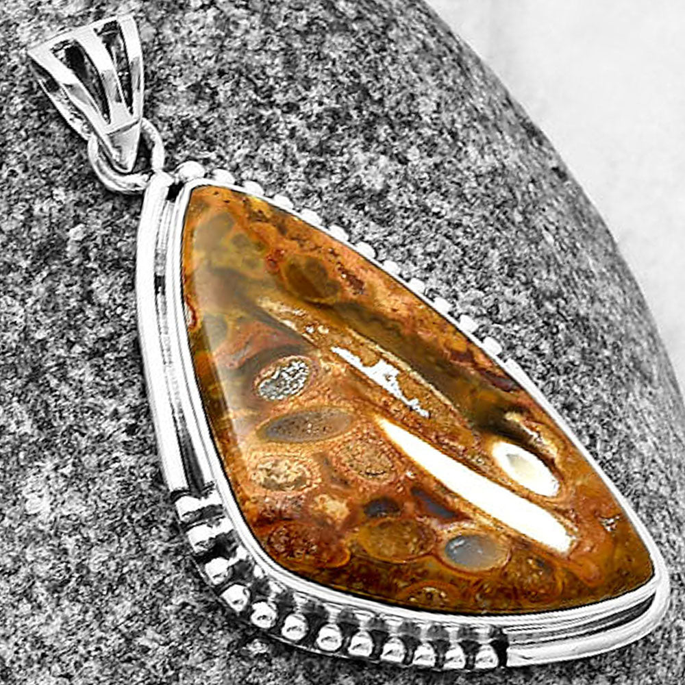 Natural Palm Root Fossil Agate Pendant P-1073 SDP139772