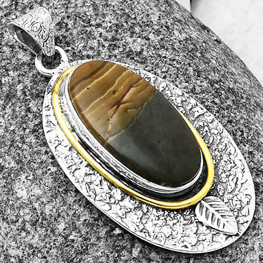Two Tone - Natural Polygram Jasper Pendant P-1222 SDP140010