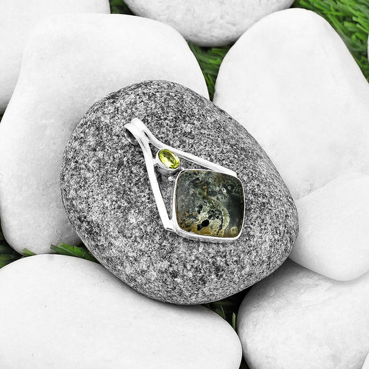 Natural Star Galaxy Jasper & Peridot Pendant P-1006 SDP140227