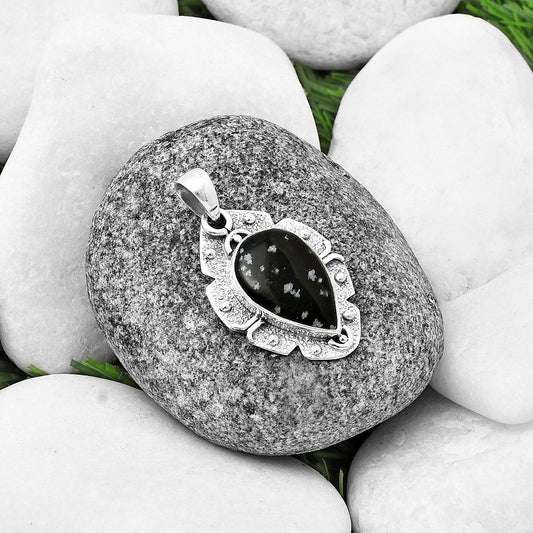 Natural Snow Flake Obsidian Pendant P-1390 SDP140304
