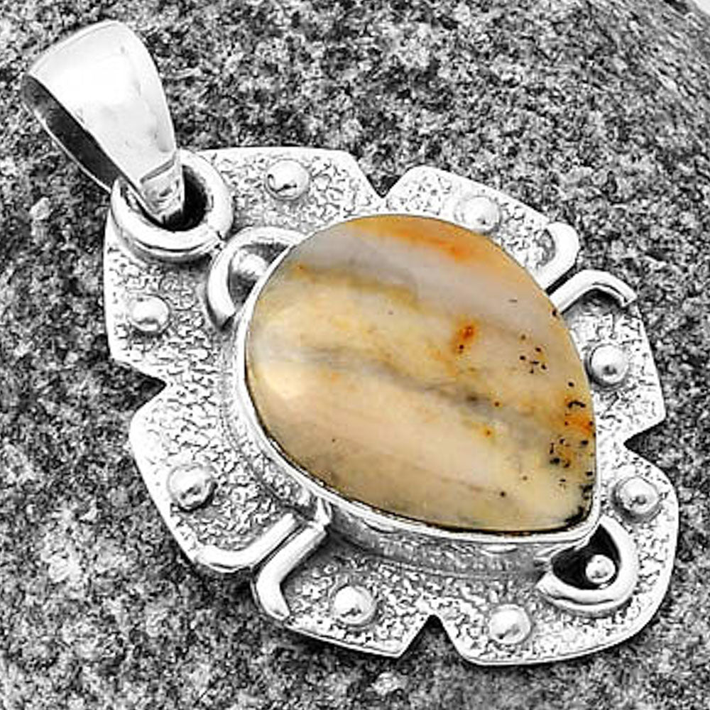 Natural Russian Honey Dendrite Opal Pendant P-1390 SDP140306