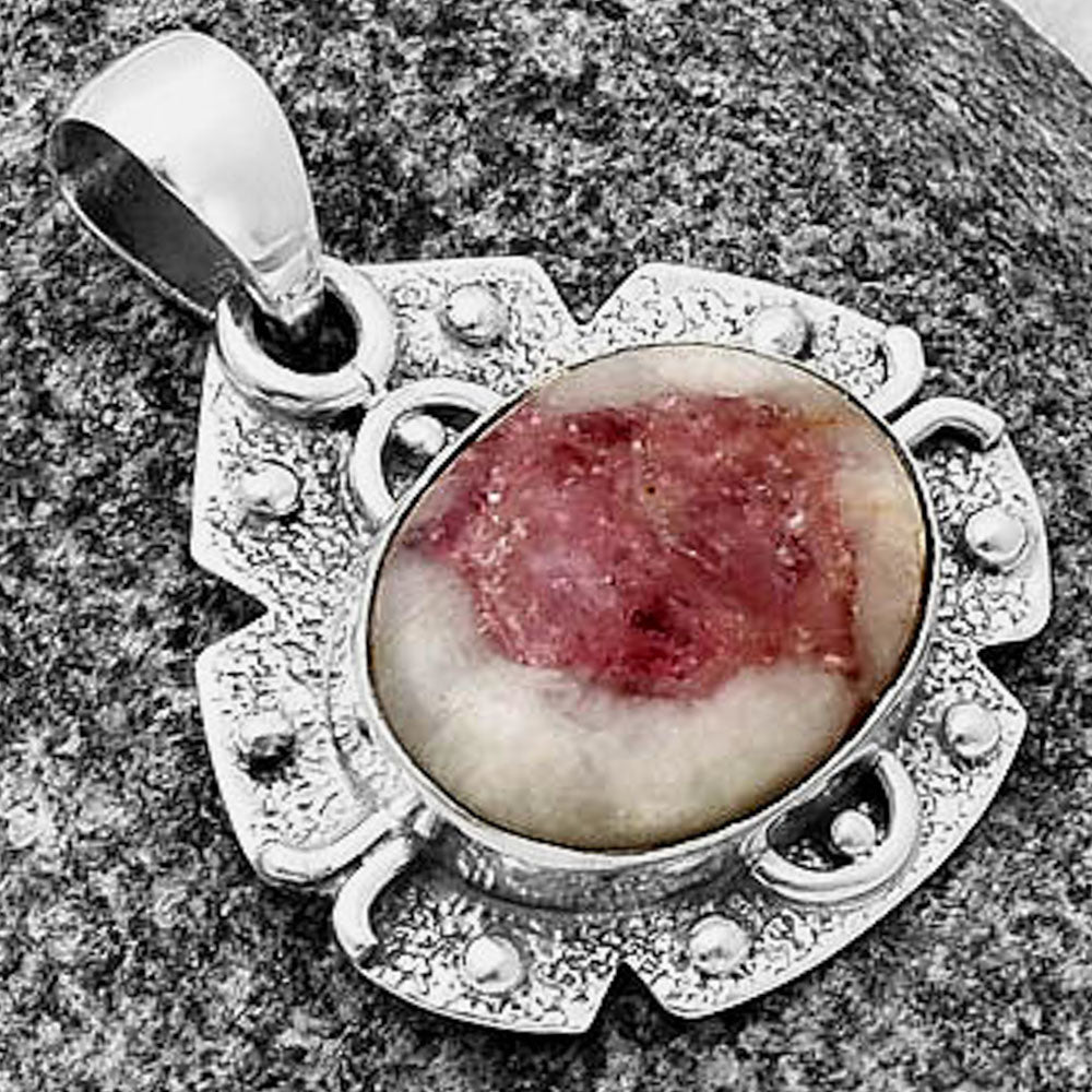 Natural Pink Tourmaline in Quartz Pendant P-1390 SDP140308