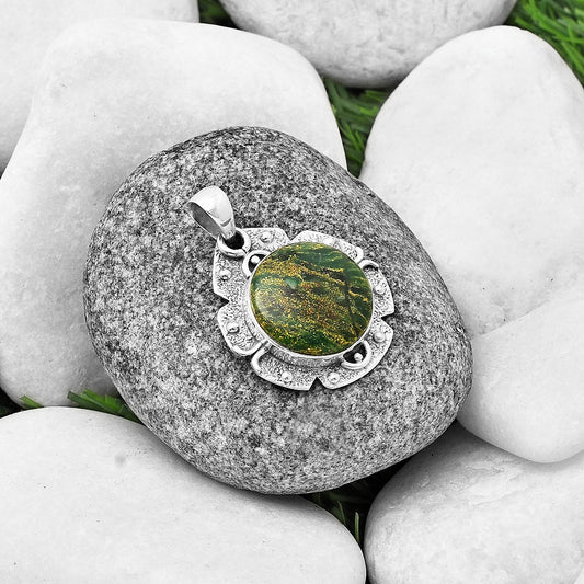 Natural Green Fuchsite Pendant P-1390 SDP140323