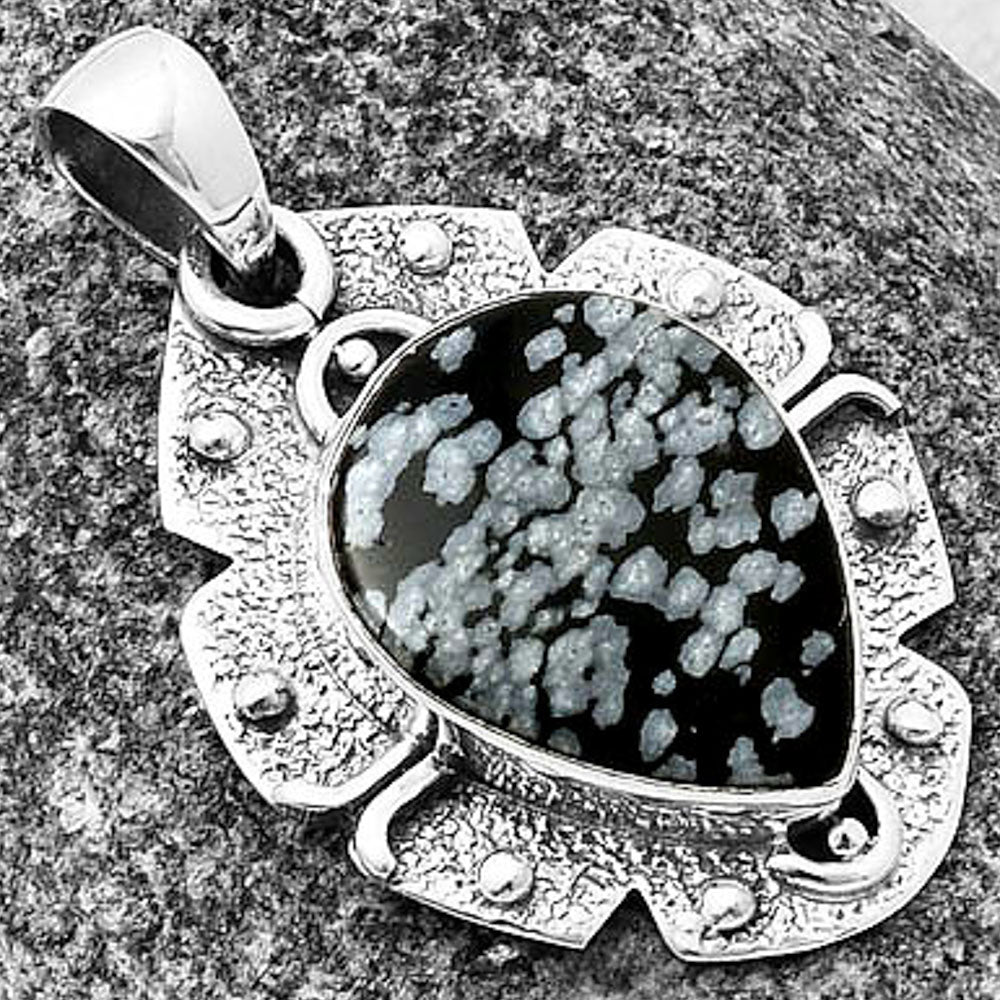 Natural Snow Flake Obsidian Pendant P-1390 SDP140328