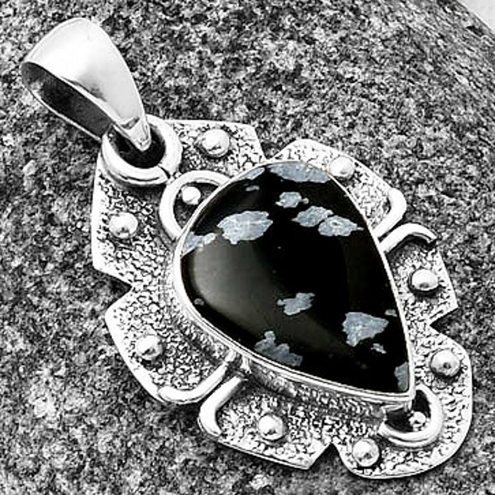 Natural Snow Flake Obsidian Pendant P-1390 SDP140329