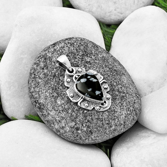 Natural Snow Flake Obsidian Pendant P-1390 SDP140329