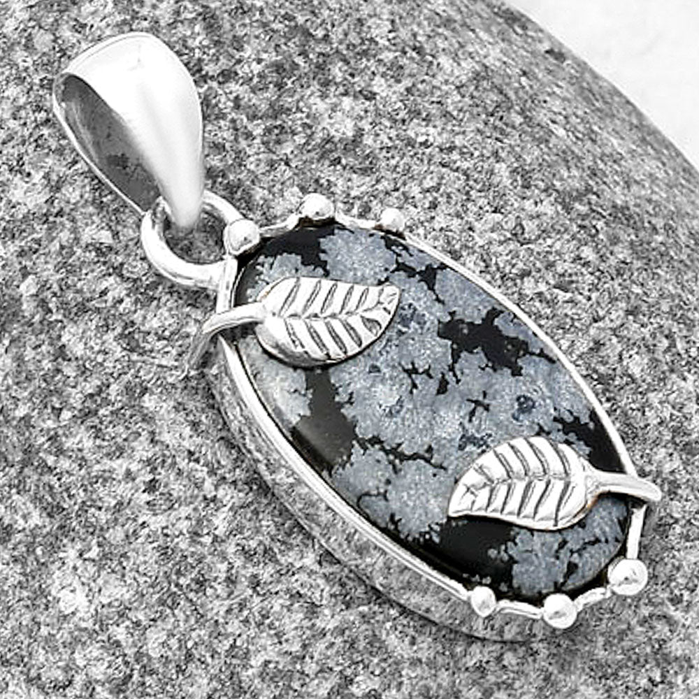 Natural Snow Flake Obsidian Pendant P-1226 SDP140581