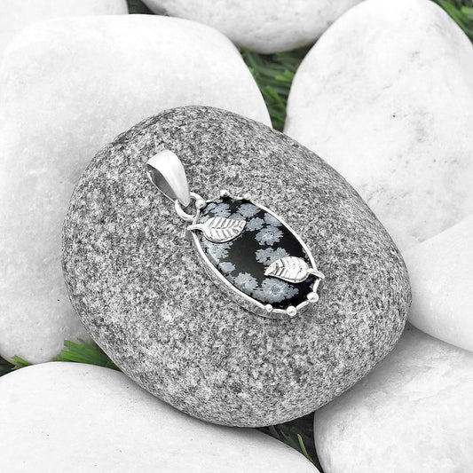 Natural Snow Flake Obsidian Pendant P-1226 SDP140586