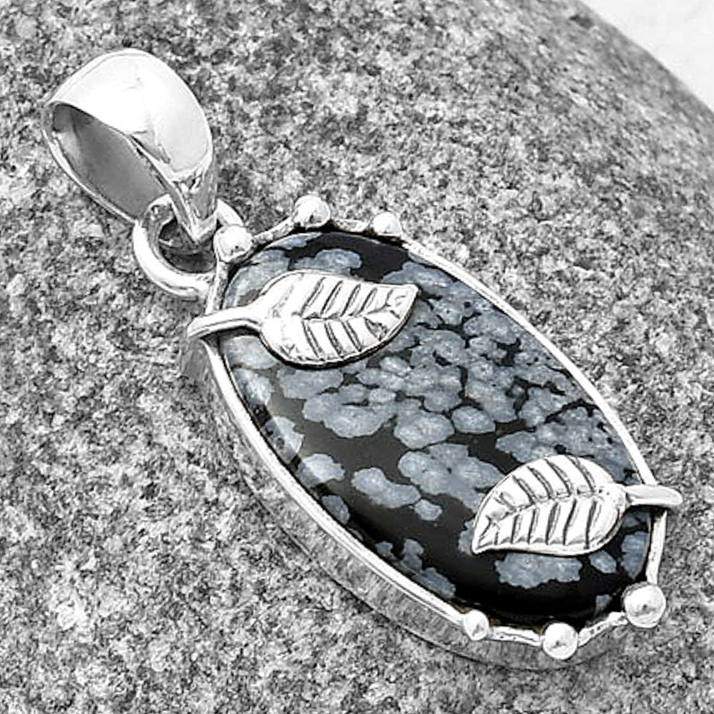 Natural Snow Flake Obsidian Pendant P-1226 SDP140593