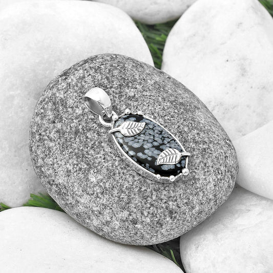 Natural Snow Flake Obsidian Pendant P-1226 SDP140593