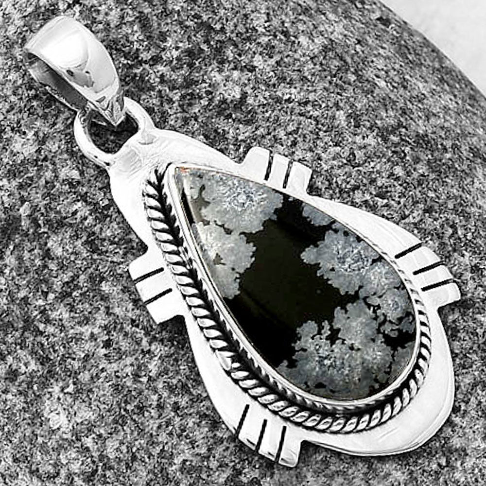 Natural Snow Flake Obsidian Pendant P-1463 SDP140644