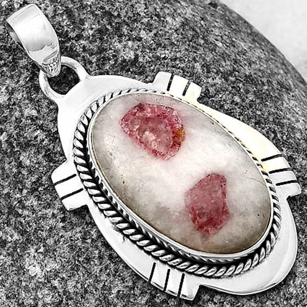 Natural Pink Tourmaline in Quartz Pendant P-1463 SDP140655