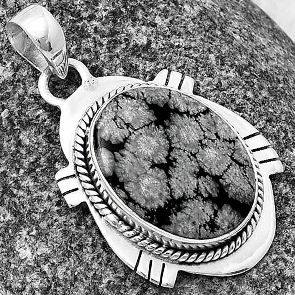 Natural Snow Flake Obsidian Pendant P-1463 SDP140658