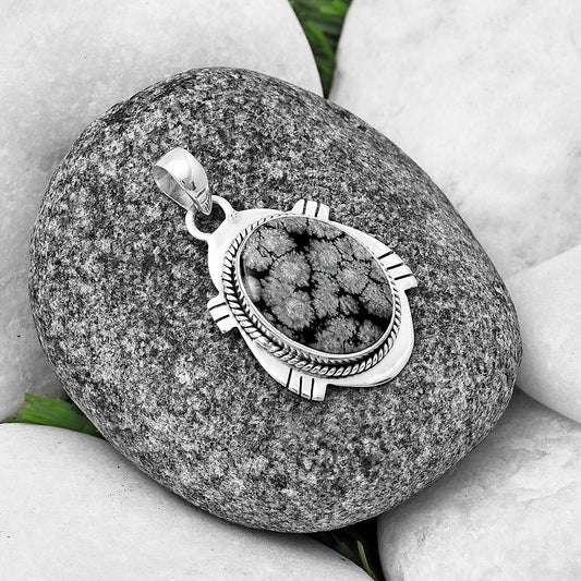 Natural Snow Flake Obsidian Pendant P-1463 SDP140658