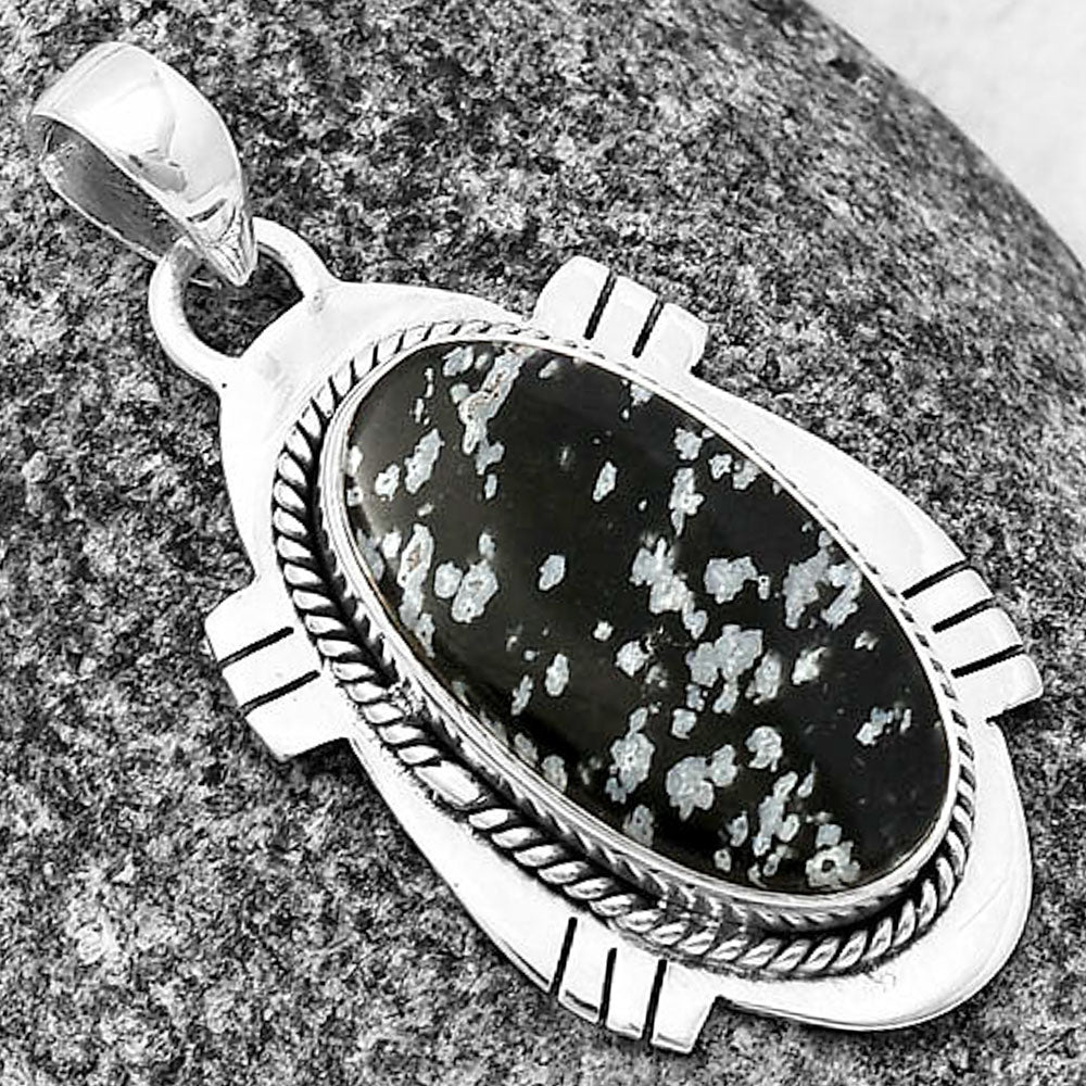 Natural Snow Flake Obsidian Pendant P-1463 SDP140659