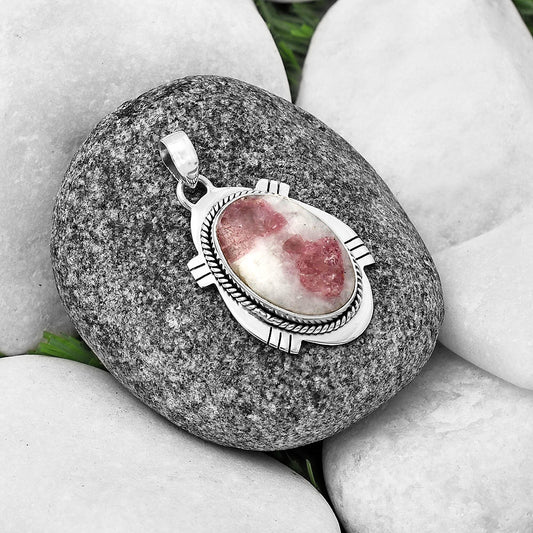 Natural Pink Tourmaline in Quartz Pendant P-1463 SDP140669