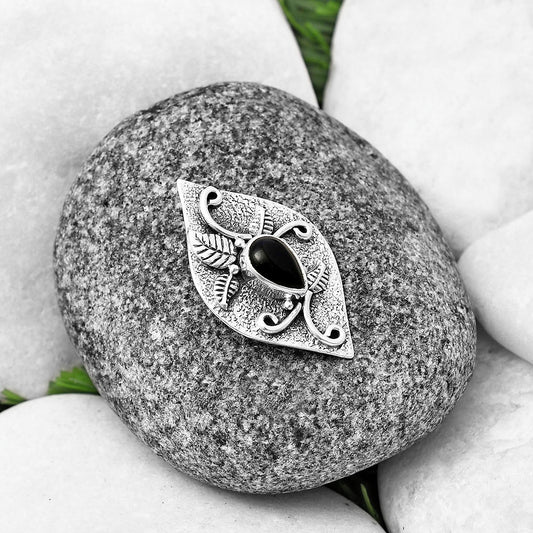 Natural Black Onyx - Brazil Pendant P-1518 SDP140746