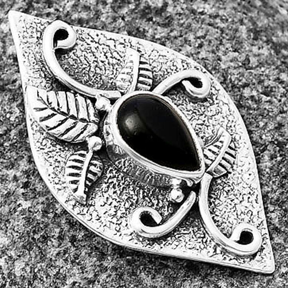 Natural Black Onyx - Brazil Pendant P-1518 SDP140747